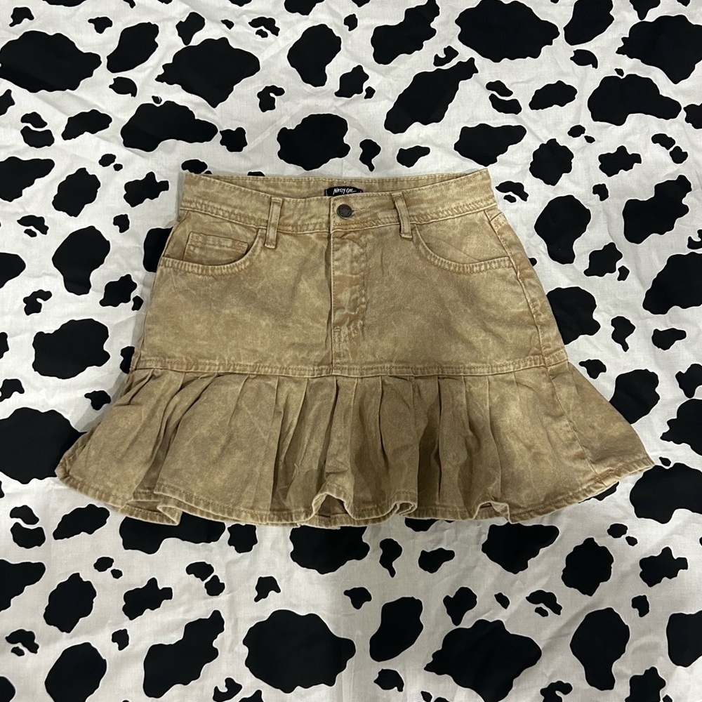 Nasty Gal NWT Twill Ruffled Denim Mini Skirt Co-ord